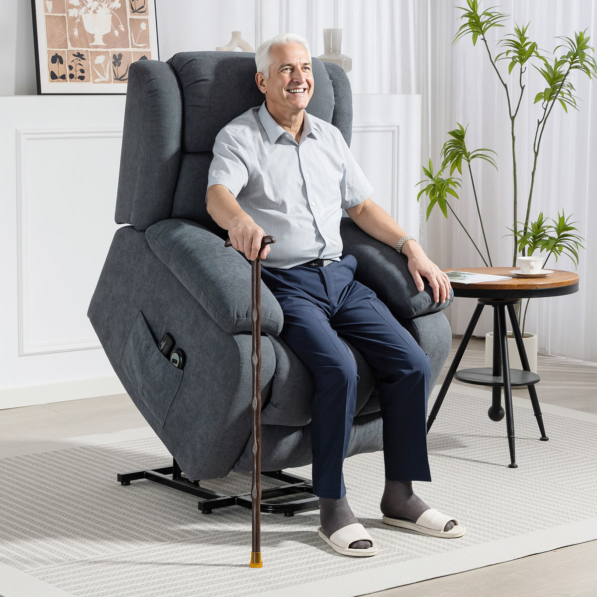 HOMCOM Fernsehsessel mit Aufstehhilfe Elektrisch Relaxsessel mit Liegefunktion, Massagefunktion – Produktabbildung 2