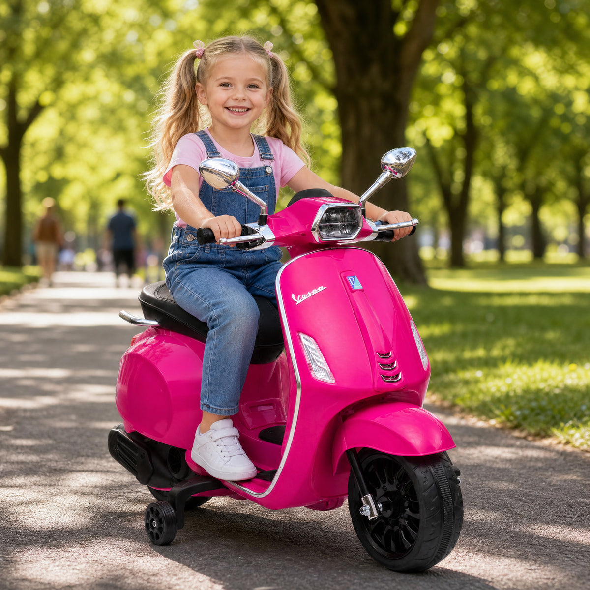 Elektro-Kindermotorrad, Vespa, 3 km/h, 3-6 Jahre, Musik, Licht & Radio, Rosa – Produktabbildung 2