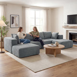 HOMCOM Modulares Ecksofa, U-Form Sofa mit breitem und tiefem Sitz, 2 Hocker, dunkelgrau – Produktabbildung 2