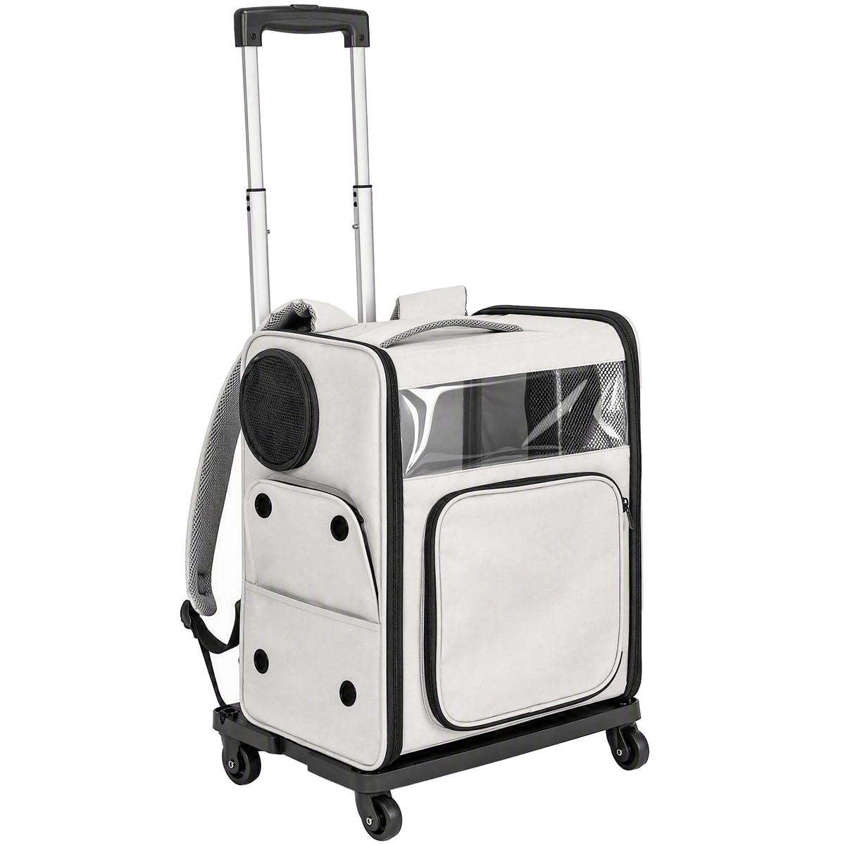 PawHut Hunderucksack 2 in 1 faltbare Transporttasche mit Rollen Rückenstütze Mesh-Fenstern Seitentasche bis 5