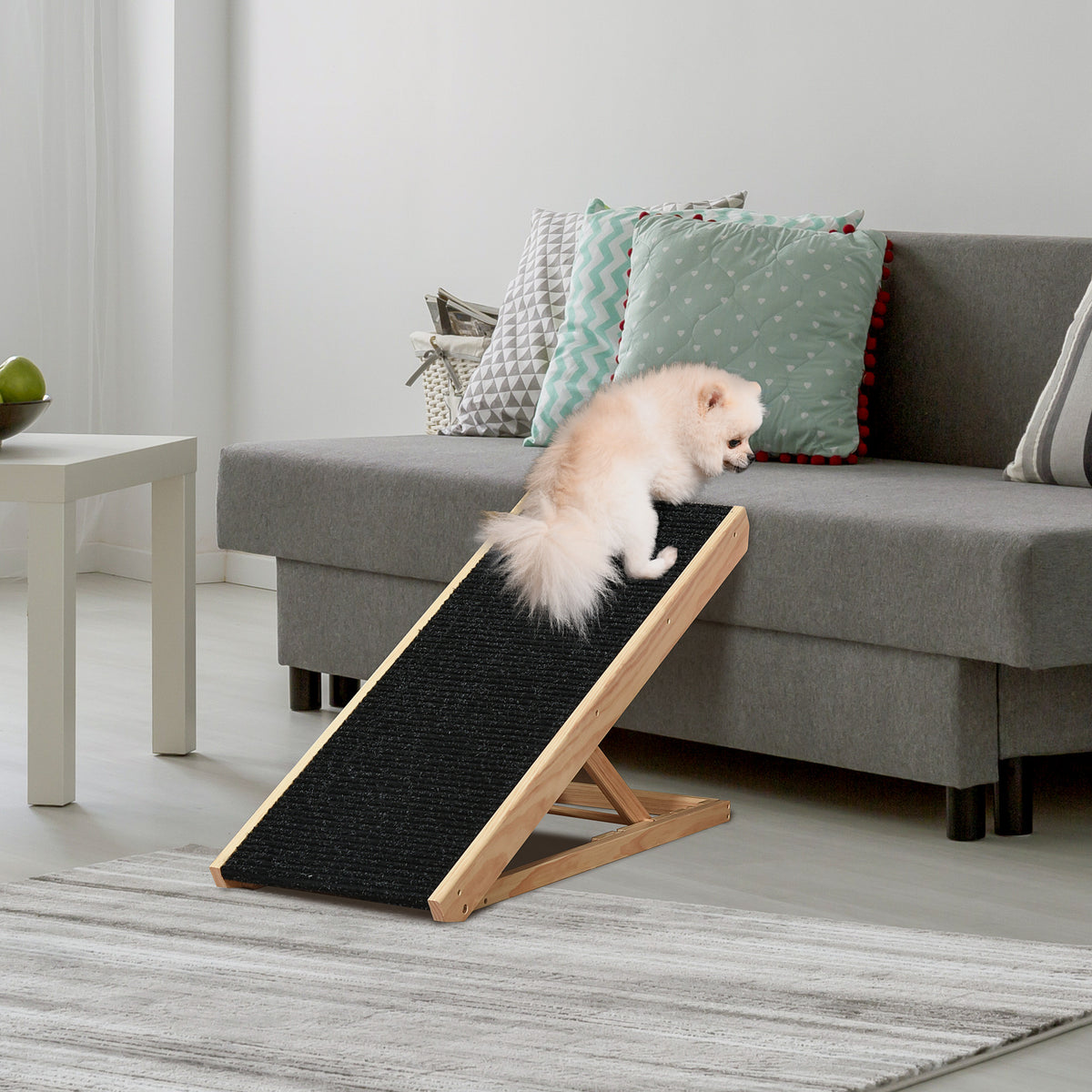 PawHut Haustierrampe mit rutschfestem Teppich verstellbarer Haustierleiter Hunderampe für großen Hund – Produktabbildung 2