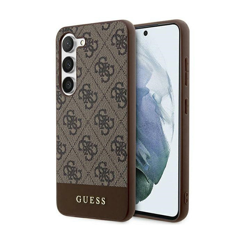 Guess 4G Bottom Stripe Metal Logo Collection - Hülle für Samsung Galaxy S24+ (braun)