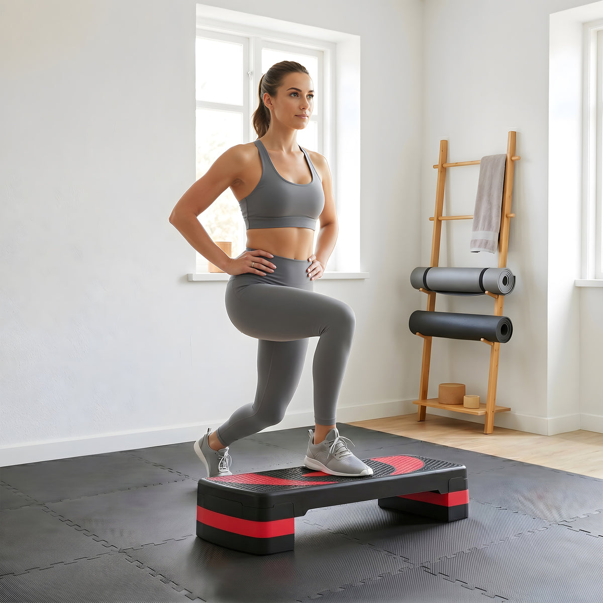 HOMCOM Aerobic-Stepper, höhenverstellbar, für Indoor und Outdoor, Belastbarkeit bis 150 kg, 80 x 31 x – Produktabbildung 2