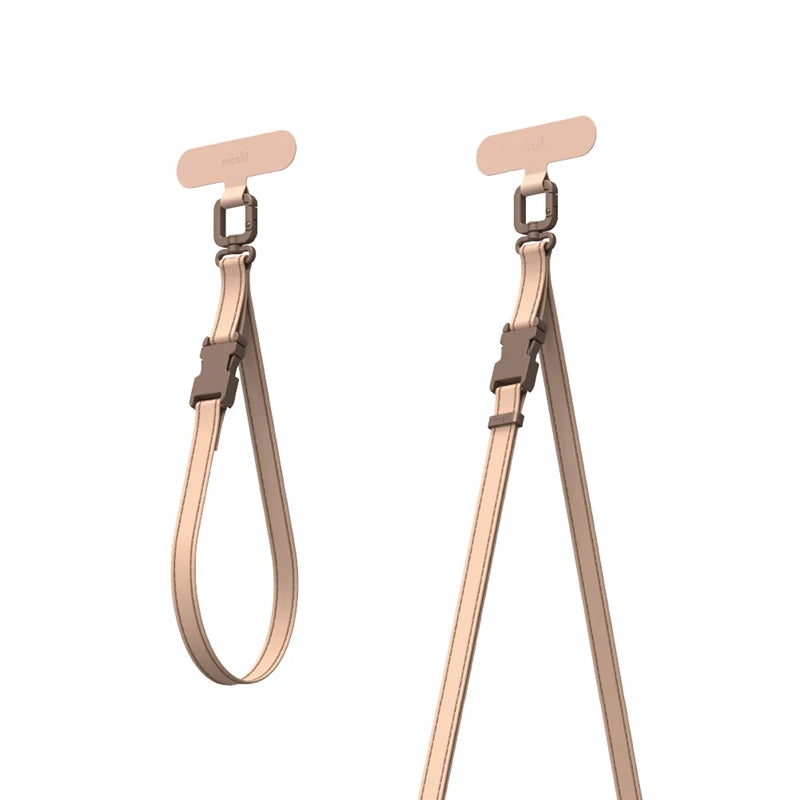 Moshi 2-in-1 Wrist & Body Strap with Adapter - eko Leder- Armband für Handy (mléčně braun)