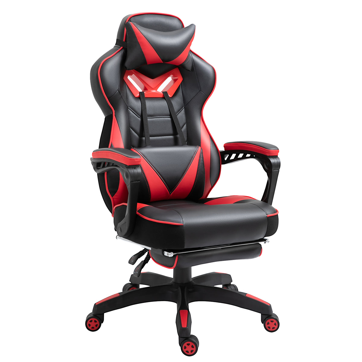 Vinsetto Ergonomischer Bürostuhl, Gaming Stuhl, Drehstuhl mit einziehbare Fußstütze und verstellbarer Rücken