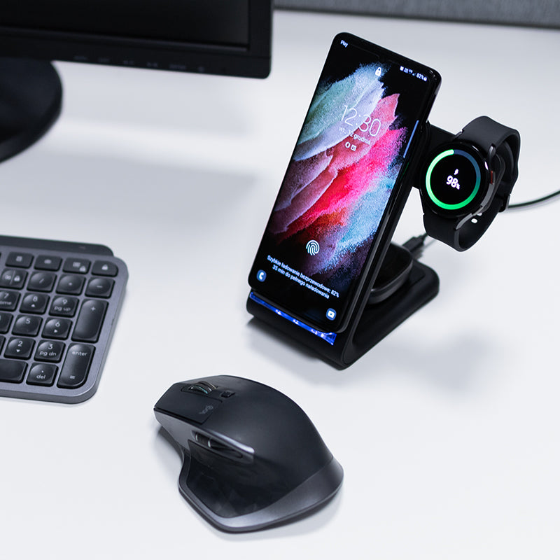 Crong - Set nabíječek GaN PD 35W plus Ständer PowerSpot Pivot Stand, Kabelloses Ladegerät 3 in 1 für – Produktabbildung 2