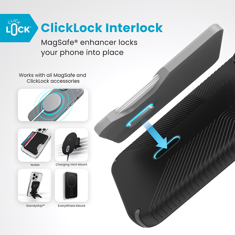 Hülle Speck Presidio2 Grip ClickLock & MagSafe für iPhone 16 Pro Max (schwarz / schiefergrau grau – Produktabbildung 2
