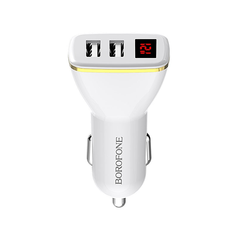 Borofone - 2x USB Autoladegerät s LED displejem, weiß – Produktabbildung 2