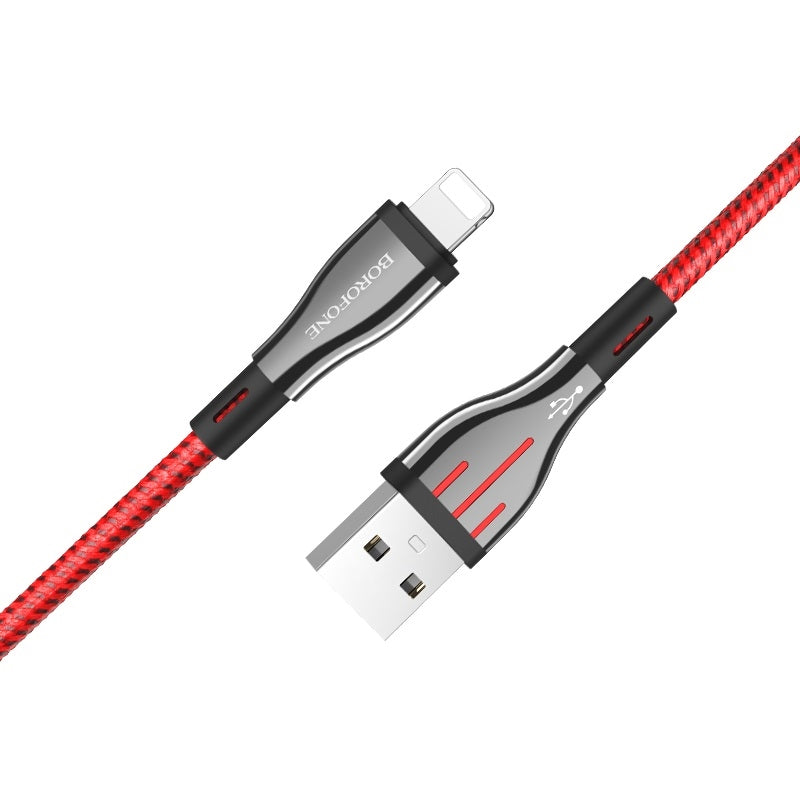 Borofone Highway - Verbindungs- Kabel USB-Lightning 1,2 m (schwarz/rot)