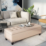 HOMCOM Polsterbank mit Stauraum, Knopfheftung, bis 120 kg, 125 x 49 x 41,5 cm, Beige – Produktabbildung 2
