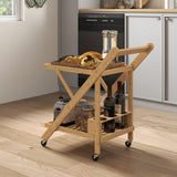 HOMCOM Küchenwagen auf Rädern, Servierwagen mit 3 Weinregalen, 2 Tabletts, für Küche, Esszimmer – Produktabbildung 2