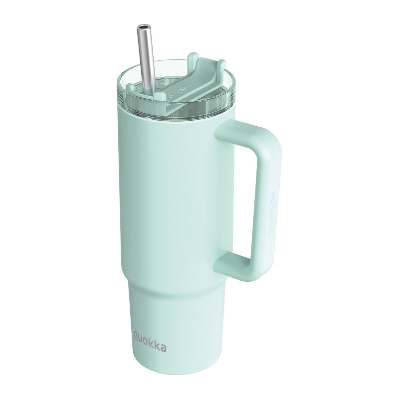 Quokka Stream - Thermobecher aus Edelstahl 950ml s Strohhalm (tyrkysový)