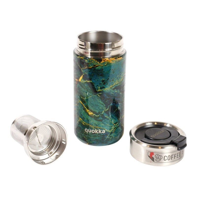 Quokka Boost Coffee Tumbler - Edelstahl- Thermobecher s Ausgießer 400ml (Greenstone) – Produktabbildung 2