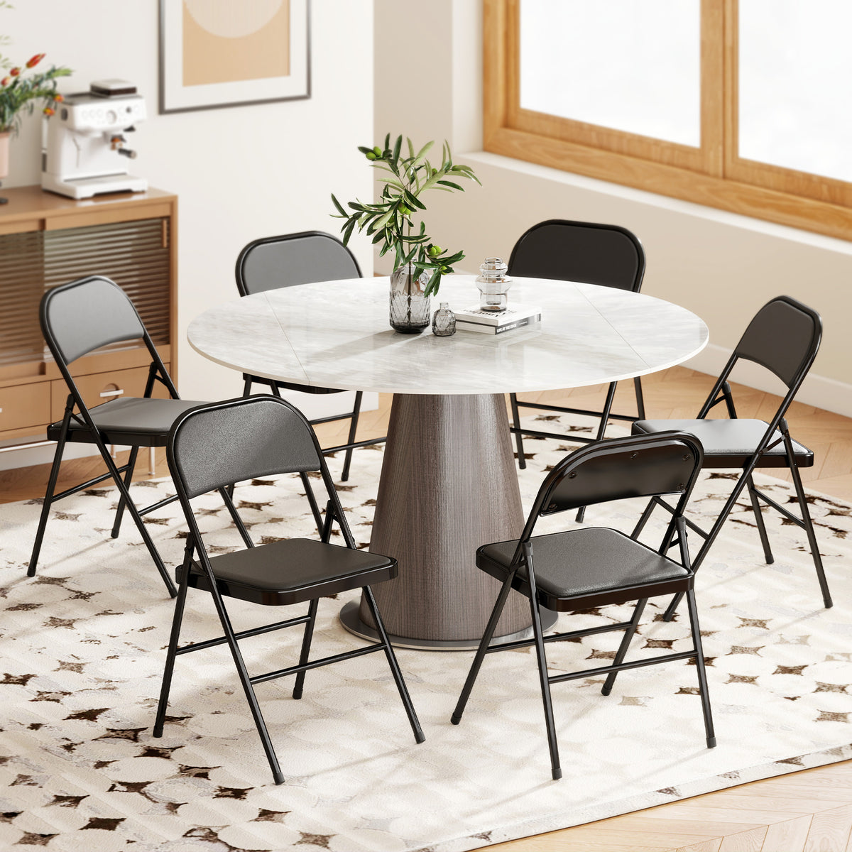 HOMCOM 2er-Set Klappstühle, Tragbare Bürostühle, Stahlbeine, Faltstuhl für Büro, Empfang, Wartezimmer – Produktabbildung 2