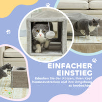 PawHut Katzentunnel, 2 Katzenhöhlen, Kratzflächen und Ballspielzeug, 98 cm x 30 cm x 30 cm, Braun + – Produktabbildung 16