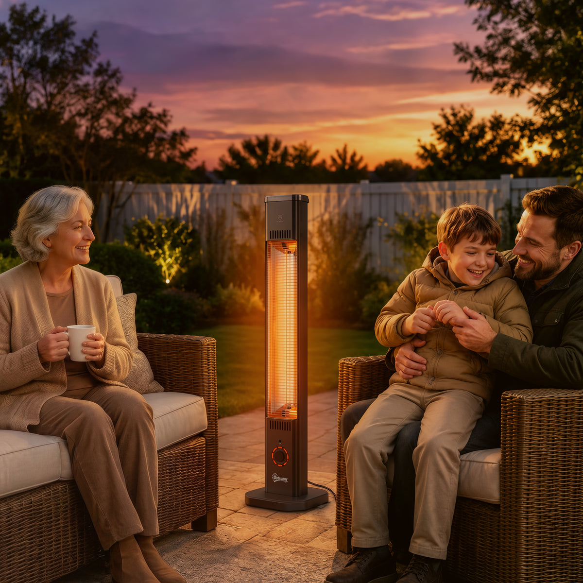 Outsunny Infrarot Heizstrahler 2000W Carbonfaser Standheizstrahler mit Fernbedienung 8 Heizstufen – Produktabbildung 2