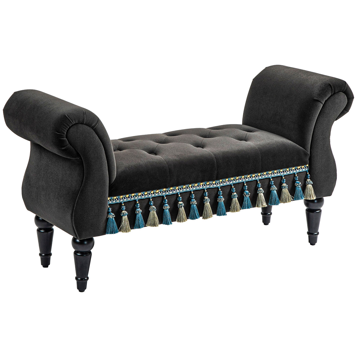 HOMCOM Polsterbank, Sitzbank, Vintage-Design, bis 150 kg, 117x40x58 cm, Dunkelgrau
