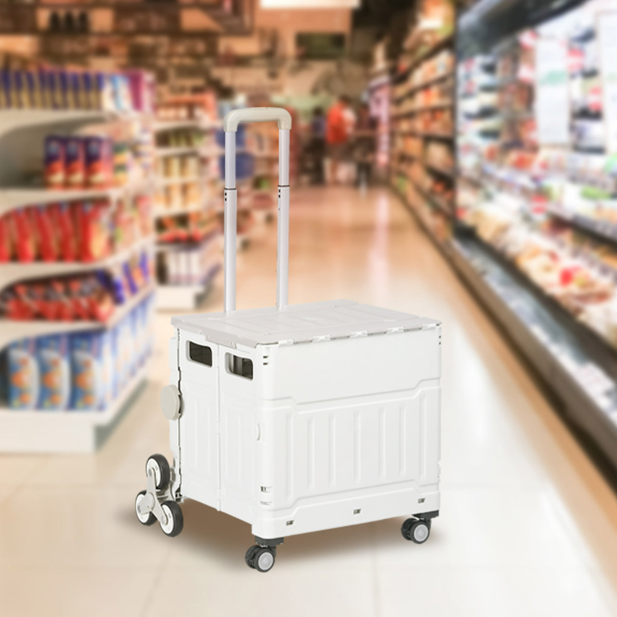 HOMCOM Einkaufstrolley Treppensteiger Mobile Transportbox, klappbar, Teleskopgriff, bis max. 65 Kilo – Produktabbildung 2