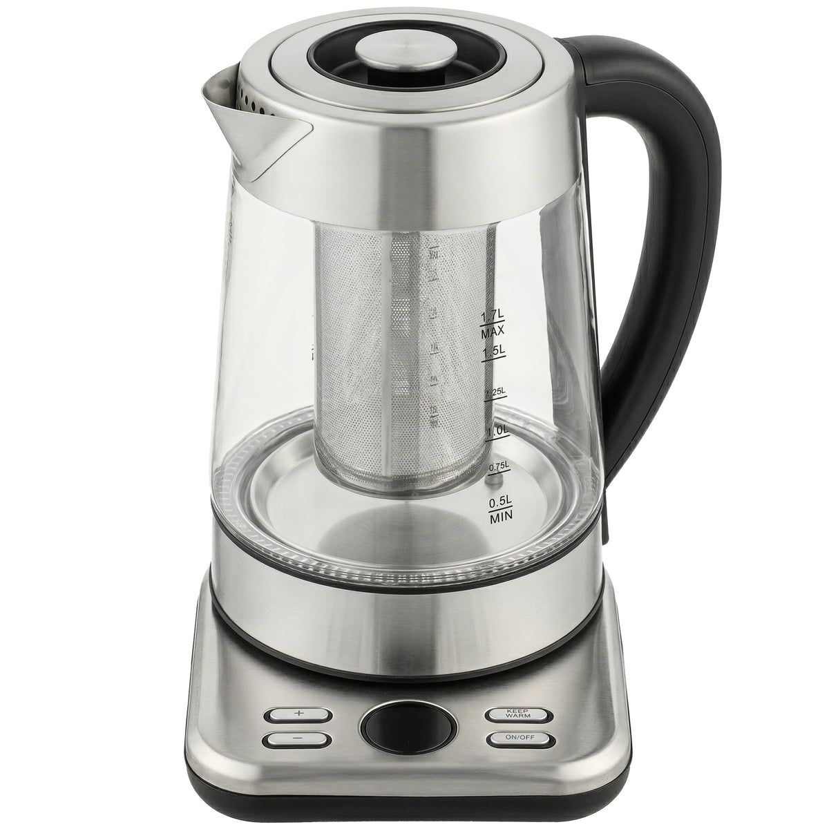 HOMCOM Elektrischer Wasserkocher, 1,7L Schnellkochender 2200W Wasserkocher mit UK Strix Thermostat, Teesieb