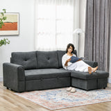 HOMCOM 3-Sitzer-Sofa mit Bettfunktion, Schlafsofa mit Chaiselongue, Polstersofa, Dunkelgrau – Produktabbildung 2