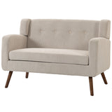 HOMCOM 2 Sitzer 118 cm Couch mit Cord-Optik, Knopfheftung Bequeme Modernes Polstersofa mit Holzbeinen für