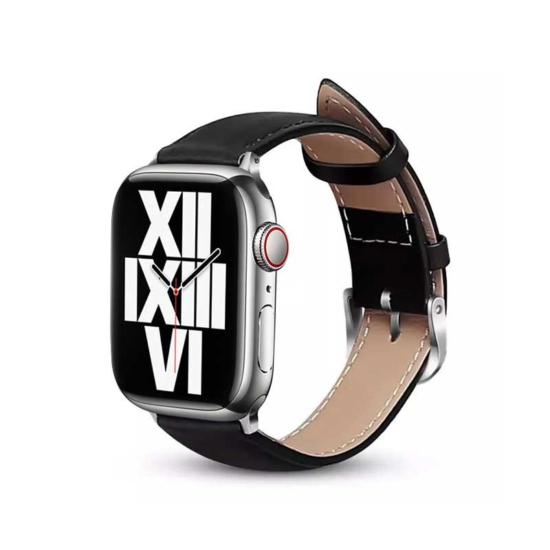 Crong Noble Band - Armband aus pravé Leder für Apple Watch 44/45/46/49 mm (schwarz noir) – Produktabbildung 2