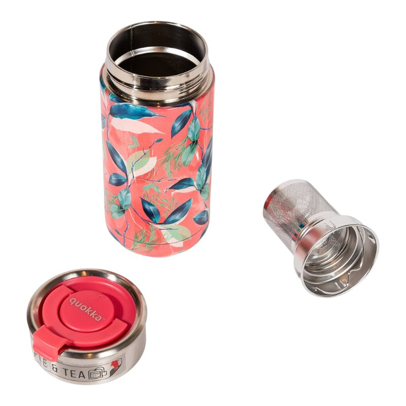 Quokka Boost Coffee Tumbler - Edelstahl- Thermobecher s Ausgießer 400ml (exotická rosa) – Produktabbildung 2