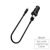Borofone - Autoladegerät 2x USB Lightning Kabel in Packung, schwarz