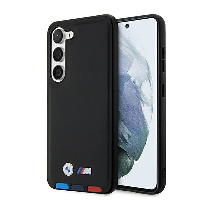 BMW Leather Hot Stamp Tricolor - Hülle für Samsung Galaxy S23+ (schwarz)