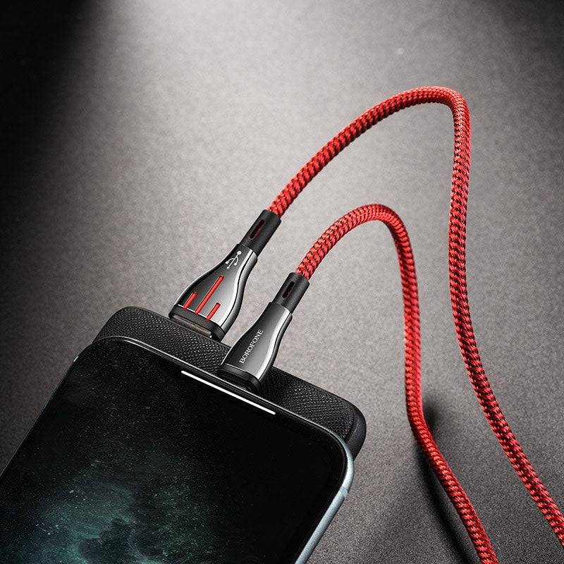 Borofone Highway - Verbindungs- Kabel USB-Lightning 1,2 m (schwarz/rot) – Produktabbildung 2
