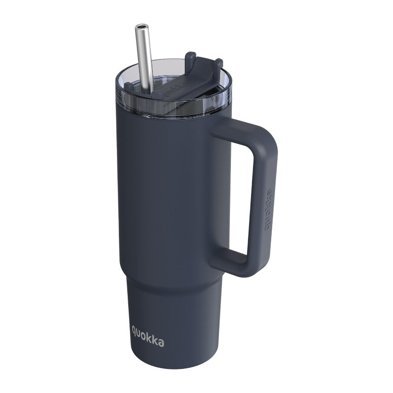 Quokka Stream - Thermobecher aus Edelstahl 950ml s Strohhalm (grafit)