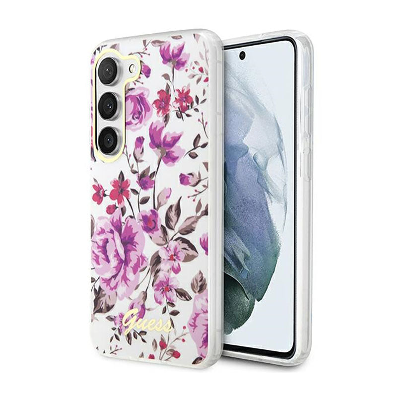 Guess Flower Collection - Hülle für Samsung Galaxy S23+ (weiß)