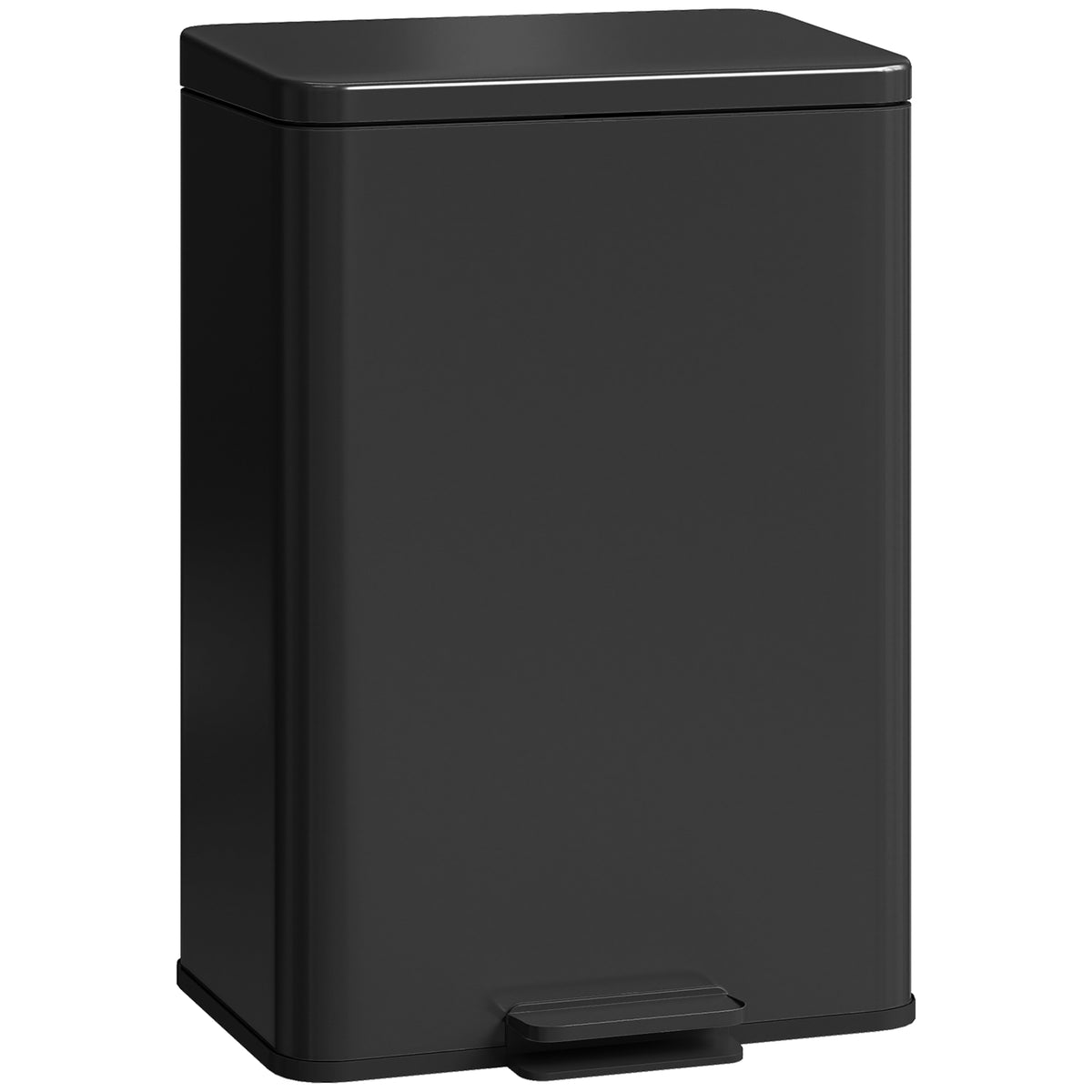 HOMCOM Mülleimer 20 L Treteimer mit Softclose-Deckel, Pedal, abnehmbar Inneneimer Mattschwarz, 34,2 x 30,6 x