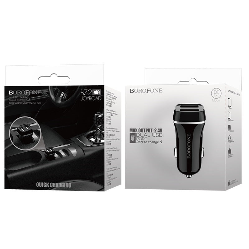 Borofone - Autoladegerät 2x USB, schwarz – Produktabbildung 2