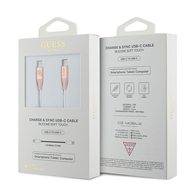 Guess Ebossed Logo - Kabel USB-C für Schnell- Laden USB-C 1,5 m (rosa) – Produktabbildung 2