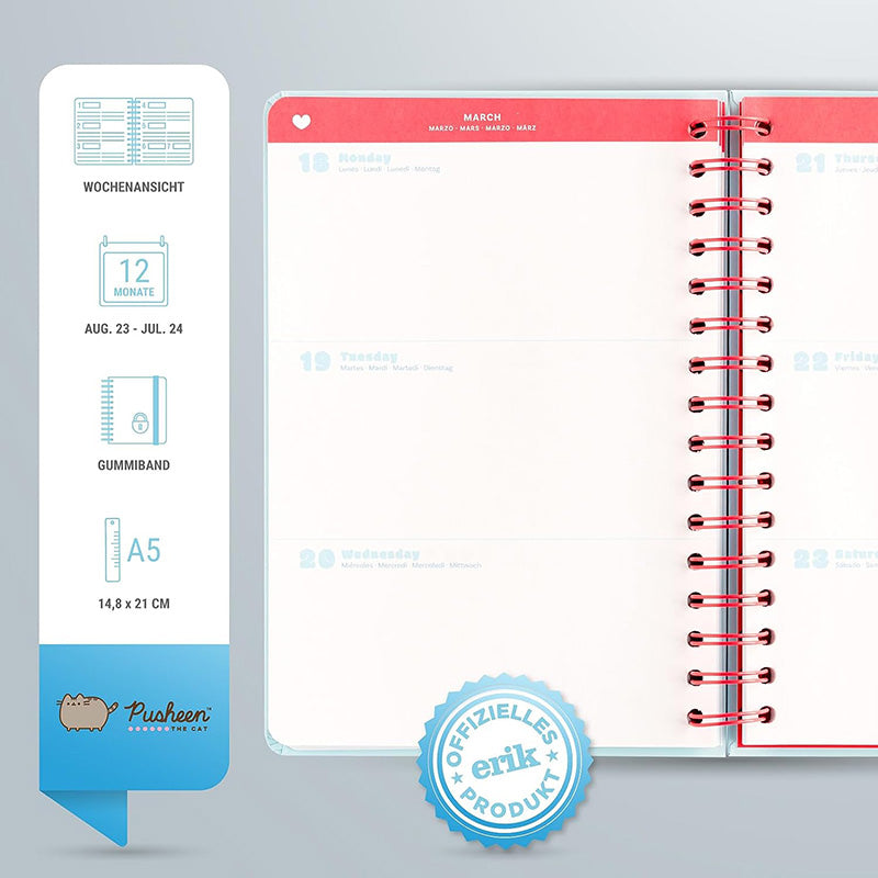 Pusheen - Kalender / Wochen- Kalender 2023/2024 aus der Kollektion Purrfect Love (14,8 x 21 cm) – Produktabbildung 2