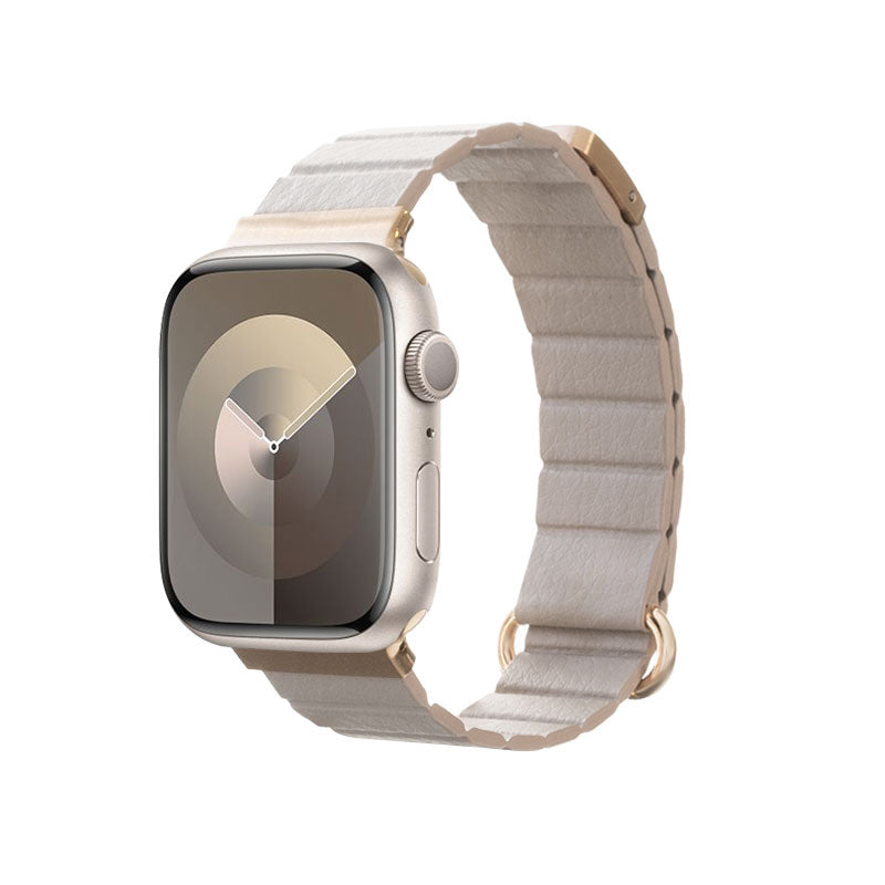 Crong Eclipse - magnetische Leder- Armband für Apple Watch 38/40/41/42 mm (beige) – Produktabbildung 2