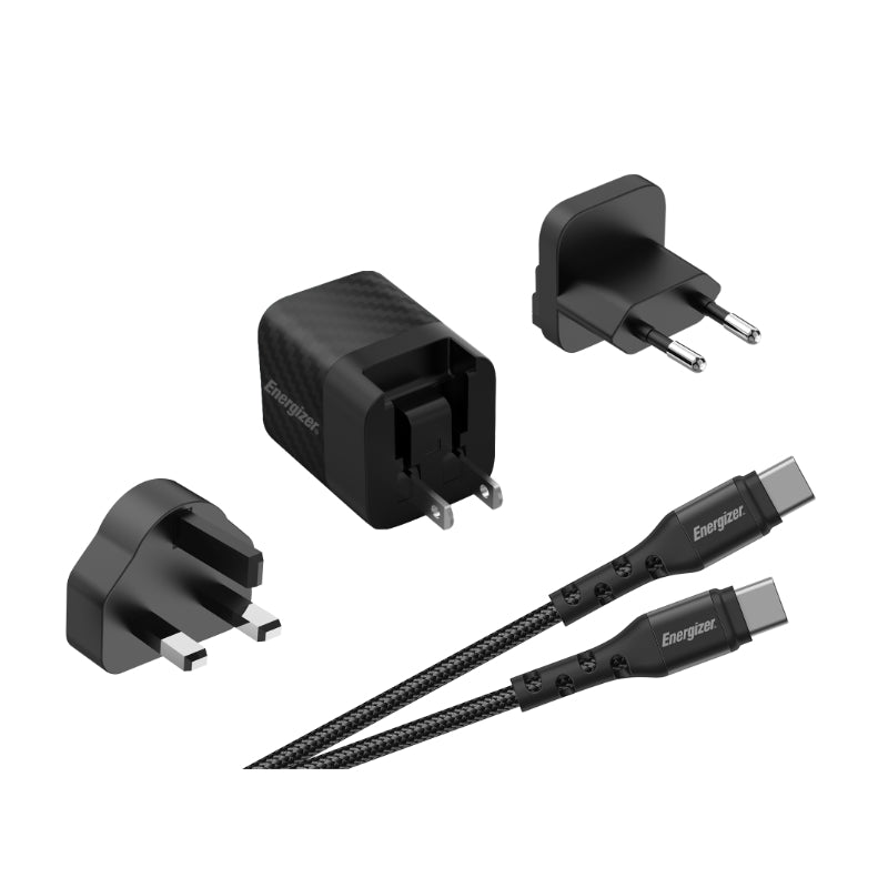 Energizer Ultimate - Multiplug EU / UK / US GaN 20W PD Netzladegerät + Kabel USB-C (schwarz) – Produktabbildung 2