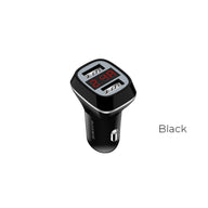 Borofone - 2x USB Autoladegerät s LCD displejem, schwarz