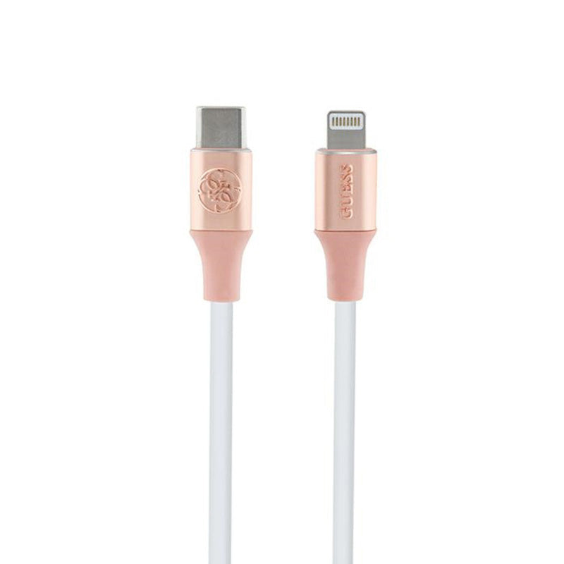 Guess Ebossed Logo - Kabel USB-C für Lightning s certifikací MFi 1,5 m (rosa)