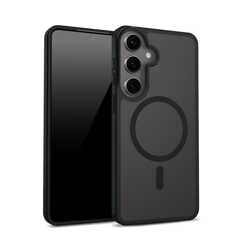 Crong Hybrid Matte Magnetic - Hülle MagSafe für Samsung Galaxy S24 (schwarz)