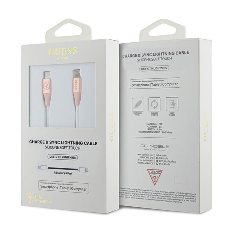Guess Ebossed Logo - Kabel USB-C für Lightning s certifikací MFi 1,5 m (rosa) – Produktabbildung 2