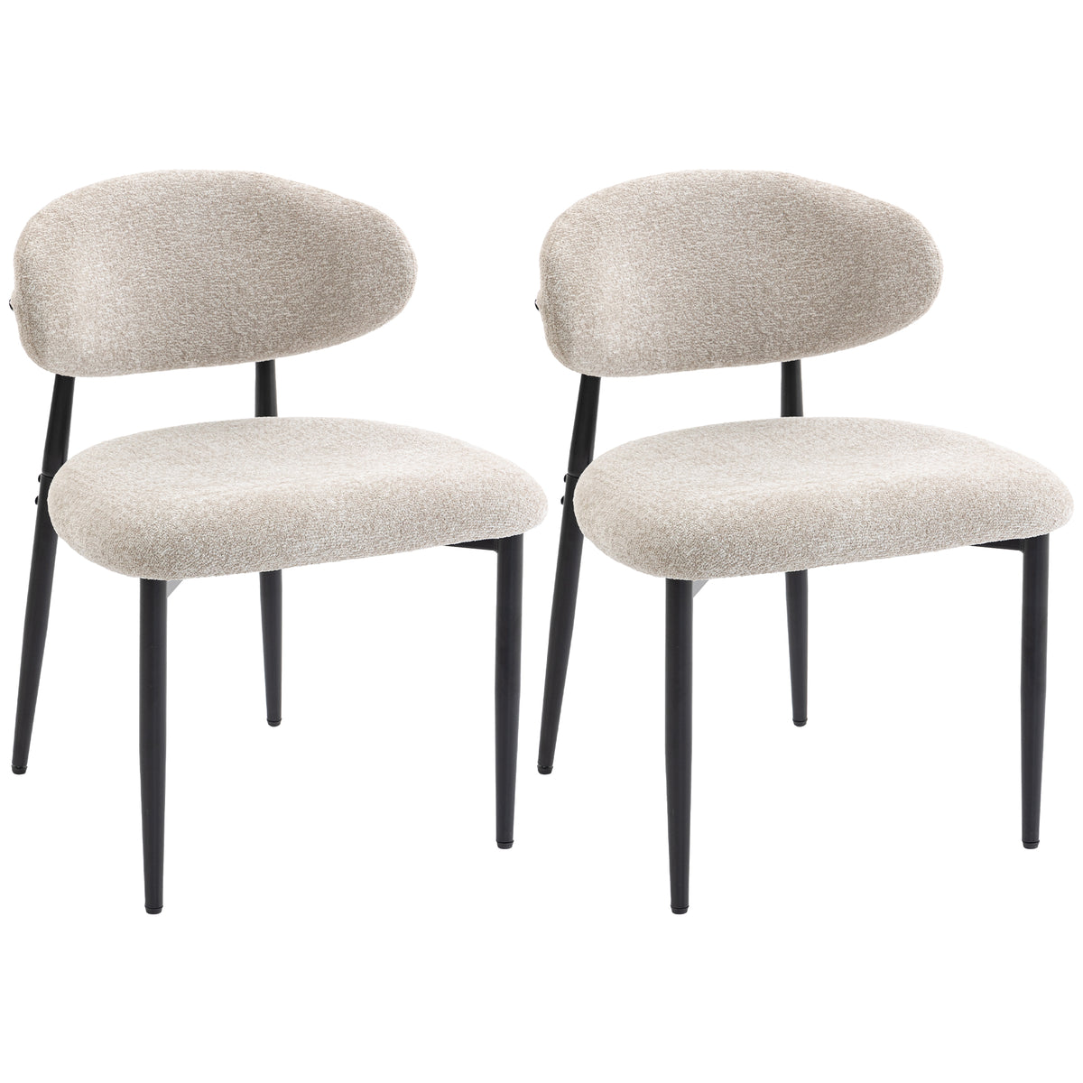 HOMCOM Esszimmerstühle Gepolstert Küchenstühle mit Stahlbeinen Beige