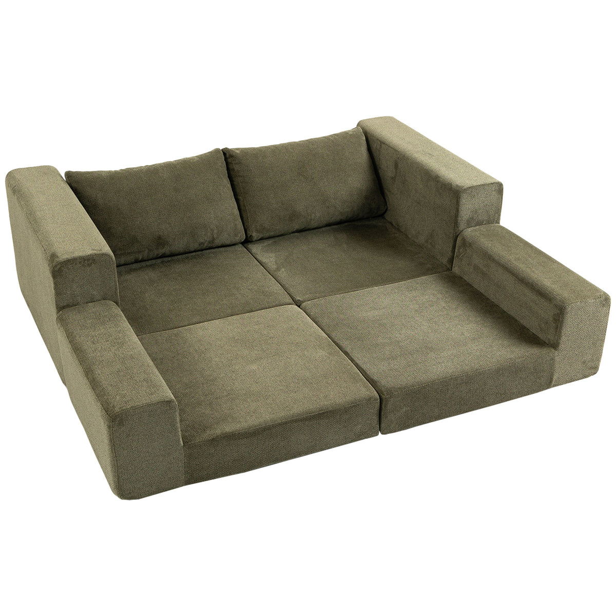 HOMCOM Schlafsofa 4-in-1 Schlaffunktion ausziehbar Klappsofa Kissen 2 Sitzer Grün