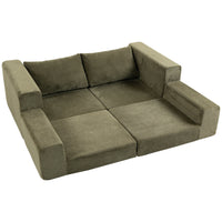 HOMCOM Schlafsofa 4-in-1 Schlaffunktion ausziehbar Klappsofa Kissen 2 Sitzer Grün