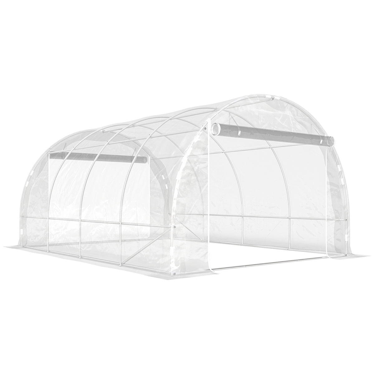 Outsunny Polytunnel-Gewächshaus, begehbares Gewächshaus mit verzinktem Stahlrahmen und UV-beständiger