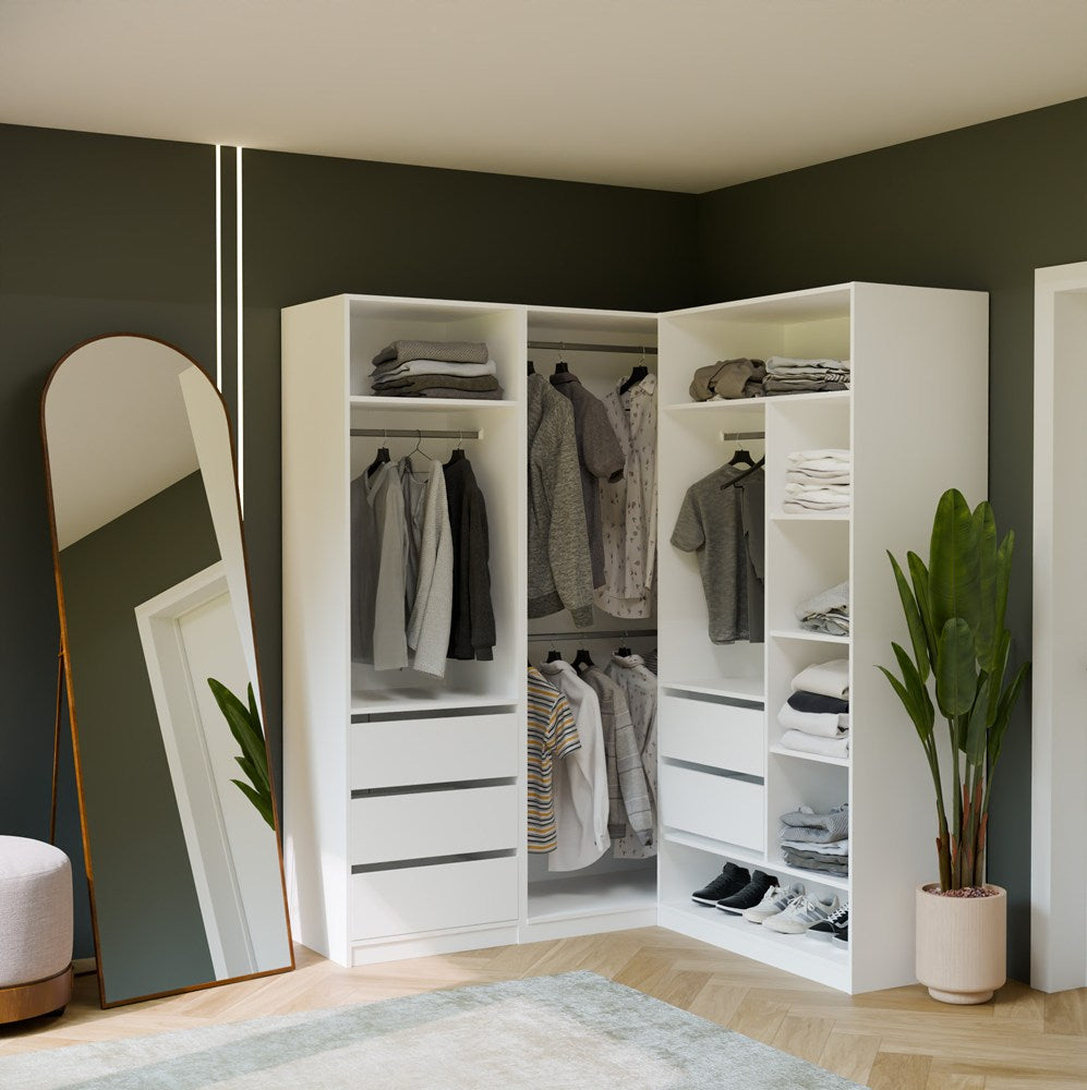 Garderobenschrank OPENO 2W WEISS Modular Regal mit 2 Kleiderstangen für Schlafzimmer – Produktabbildung 2