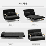 HOMCOM Schlafsofa 2er-Sofa Samtsofa, Schlaffunktion, inkl. 2 Kissen, Samtoptik, Schwarz – Produktabbildung 4