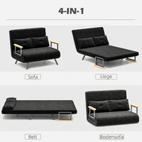 HOMCOM Schlafsofa 2er-Sofa Samtsofa, Schlaffunktion, inkl. 2 Kissen, Samtoptik, Schwarz – Produktabbildung 4