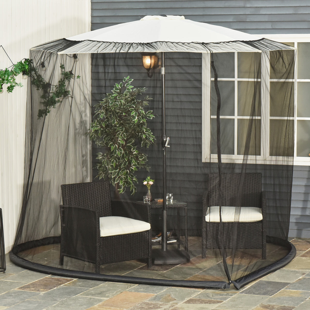 Outsunny Moskitonetz für Sonnenschirm Fliegennetz Mückennetz, Schwarz, Ø3 x H2,3 m – Produktabbildung 2